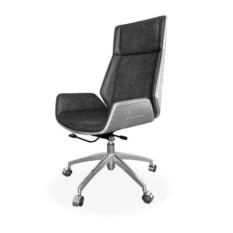 Leath-Aire Executive Chair Upholstered Office Chair with Aluminum Veneer
